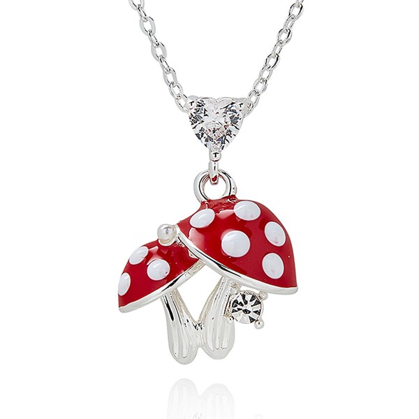 Back To Nature Mini Mushrooms Silver Plated Necklace