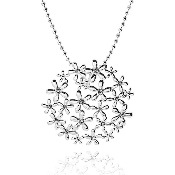 Filigree Circle Flowers Silver Plated Necklace