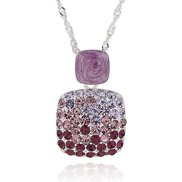Iced Gem Chic Squares Silver Plated Necklace