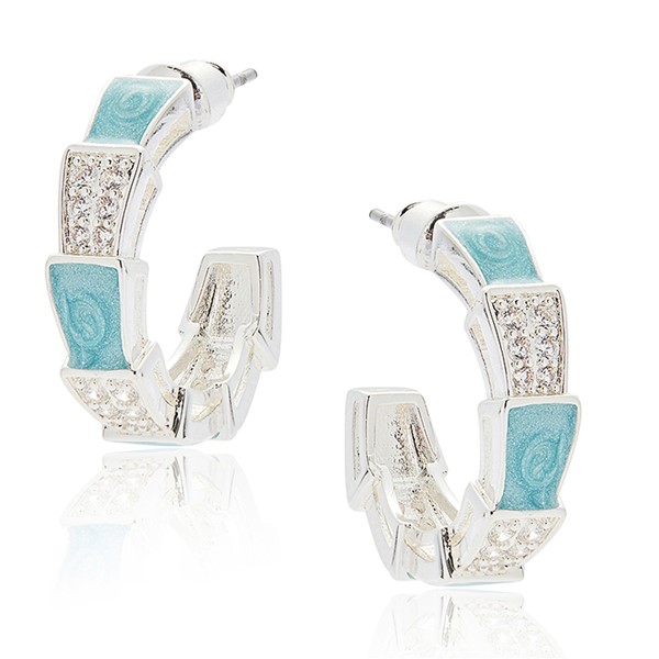 Iced Gem Glam Silver Plated Hoop Earrings