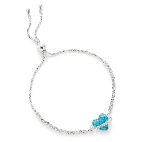 Iced Gem Planet Heart Silver Plated Friendship Bracelet