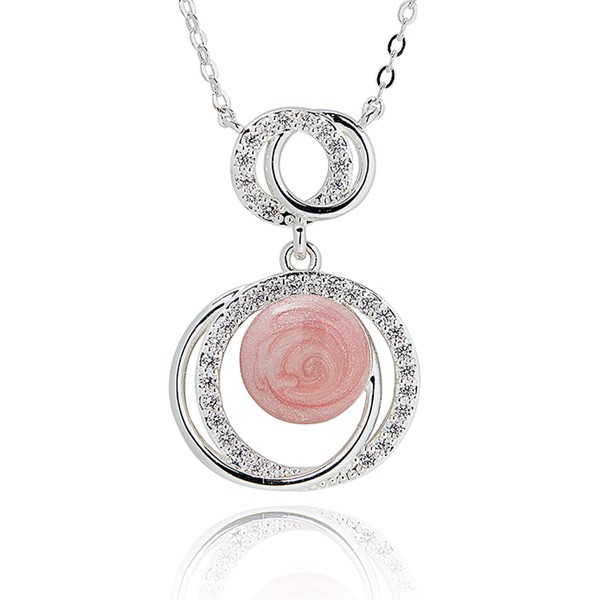 Iced Gem Glam Circles Silver Plated Necklace