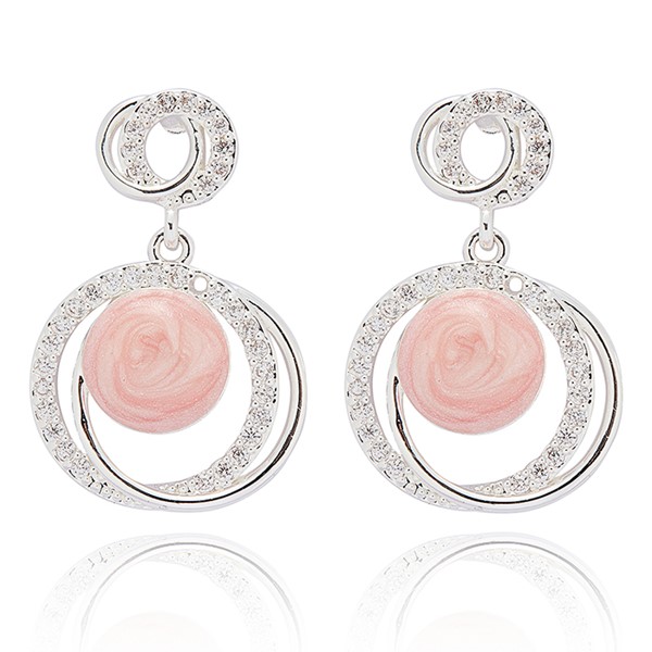 Iced Gem Glam Circles Silver Plated Earrings