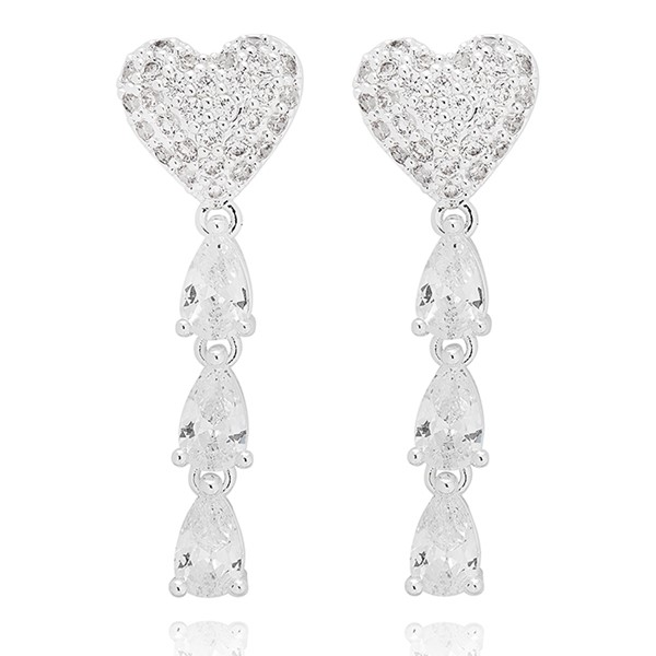 Raindrops Heart Droplets Silver Plated Earrings