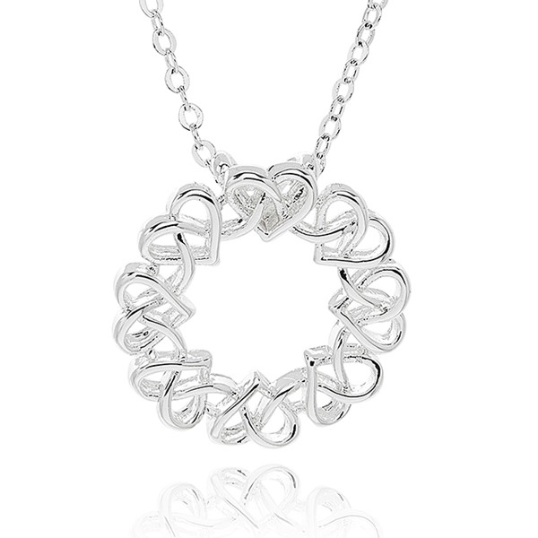 Celtic Circle of Hearts Silver Plated Necklace