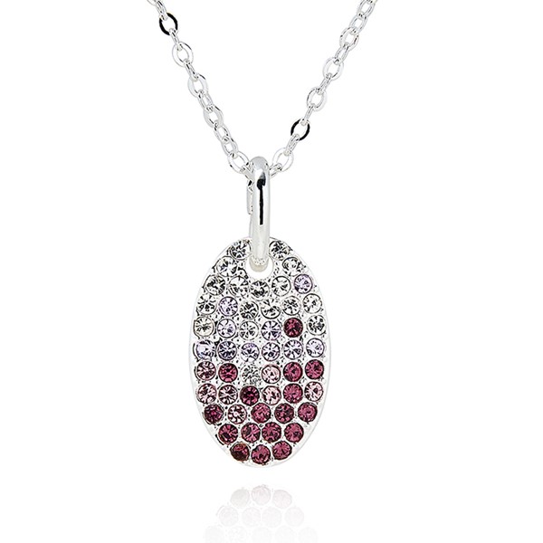 Luxe Tag Graduated Purple Silver Plated Necklace