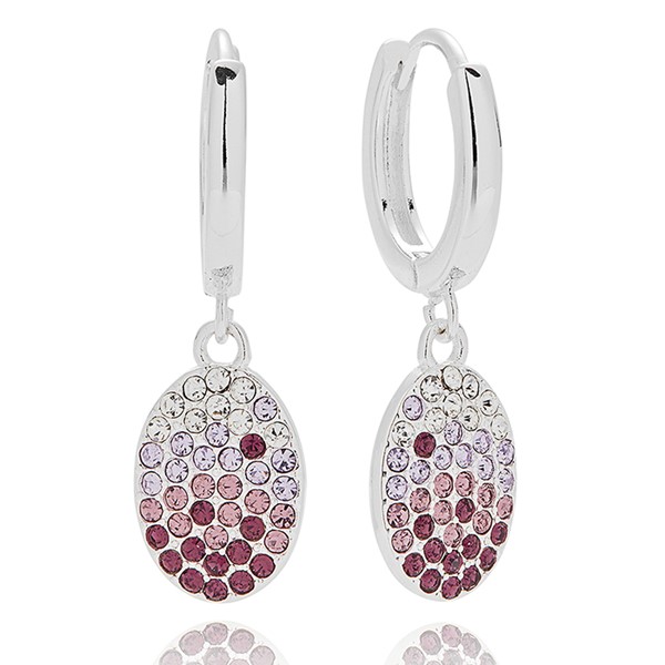 Luxe Tag Graduated Purple Silver Plated Earrings