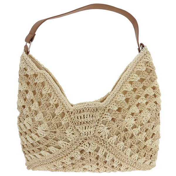 Crochet Style Shoulder Bag Cream