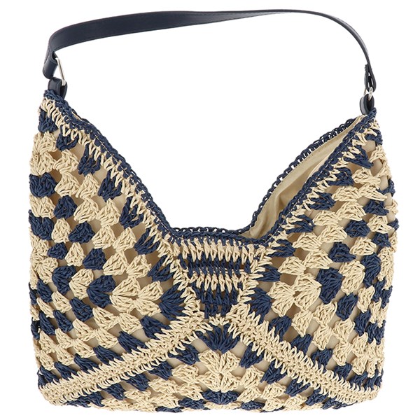 Crochet Style Shoulder Bag Blue