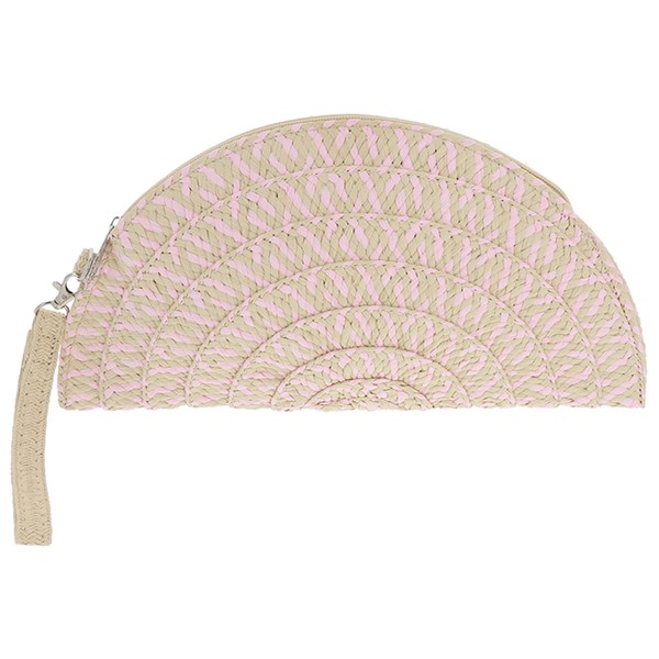Woven Half Circle Clutch Bag Pink