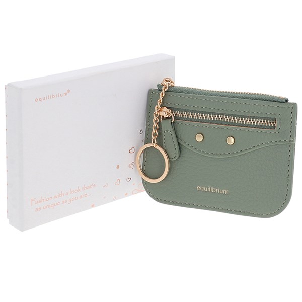 Ladies Credit Card & Coin Wallet Keyring Grey