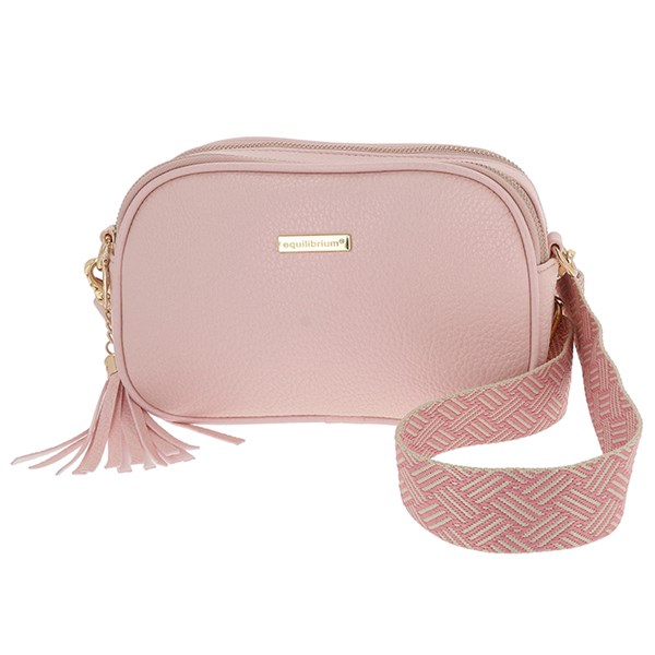 Cross Body Shoulder Bag Two Zip Pink