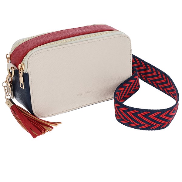 Tri-Colour Cross Body Bag Cream Red