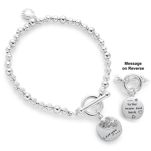 Heartfelt Words Silver Plated Bracelet Love Moon