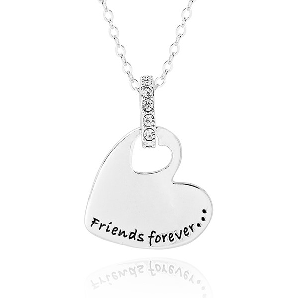 Modern Message Heart Silver Plated Necklace Friends