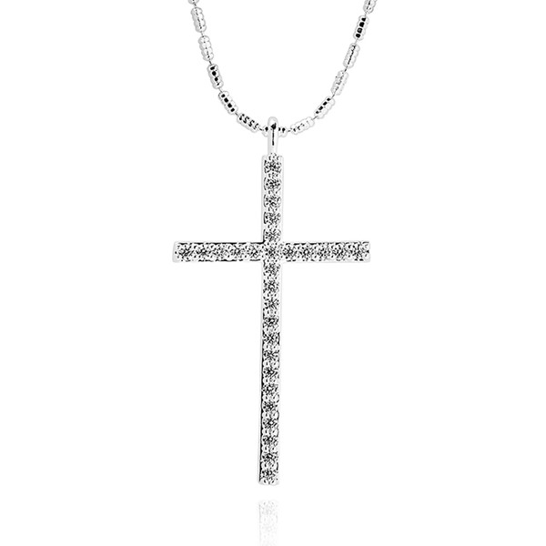 Large Sparkle Cross Silver Plated Necklace