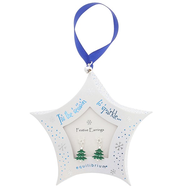 Festive Sparkle Silver Plated Tree Earrings