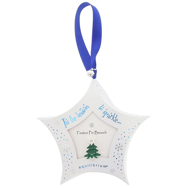 Festive Sparkle Silver Plated Tree Pin