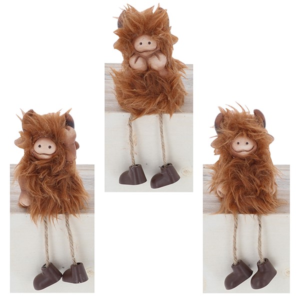 Fluffy Highland Coo Dangly Legs Small