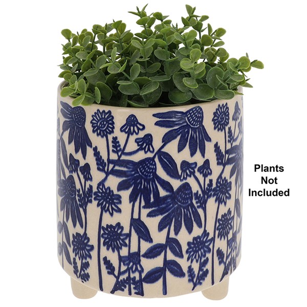 Daisy Large Floral Planter Blue