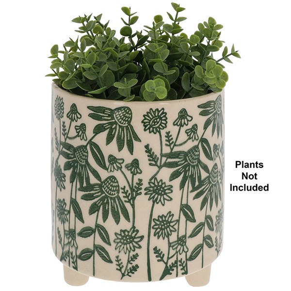 Daisy Large Floral Planter Green