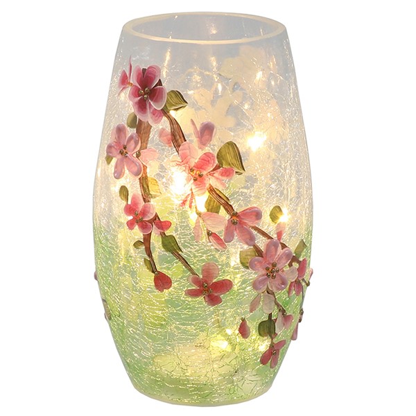 Crackle Blossom LED Vase Lamp