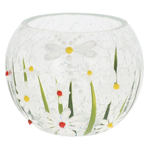 Crackle Daisies Round Tealight Small