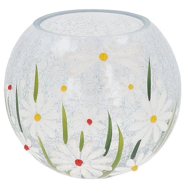 Crackle Daisies Round Tealight Large