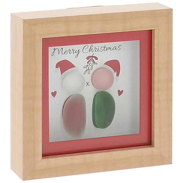 Pebble Glass Mini Plaque Xmas Couple