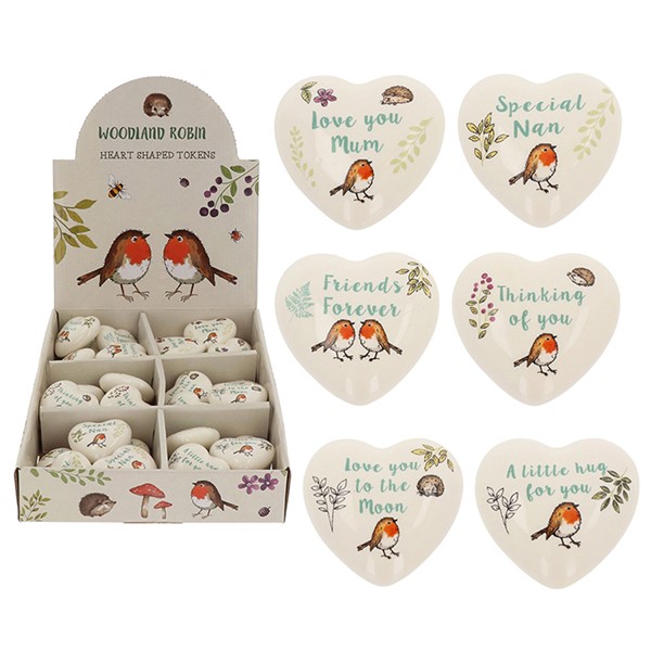 Woodland Robin Heart Tokens