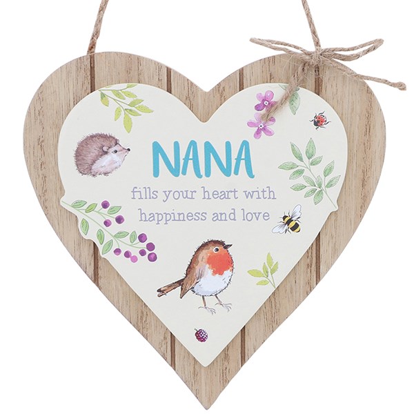 Woodland Robin Hanging Heart Nana