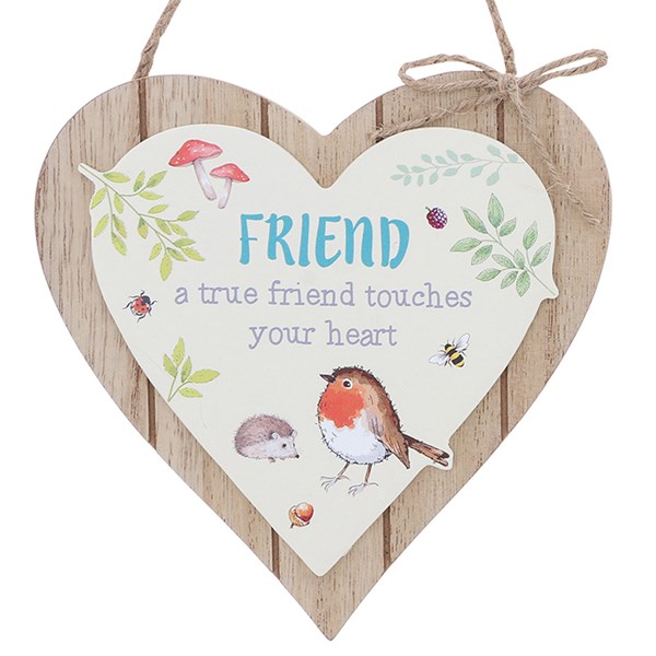 Woodland Robin Hanging Heart Friend