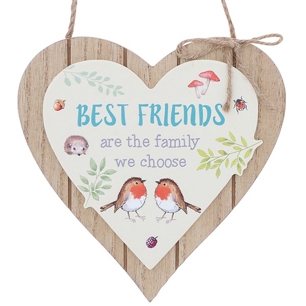 Woodland Robin Hanging Heart Best Friend