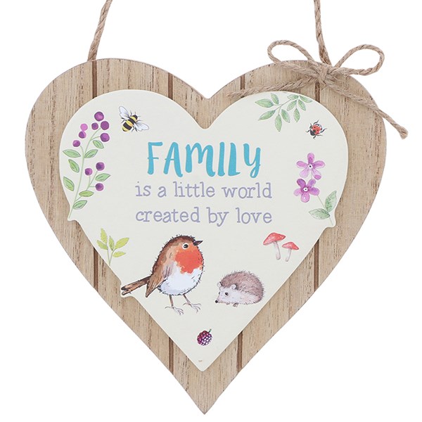 Woodland Robin Hanging Heart Family
