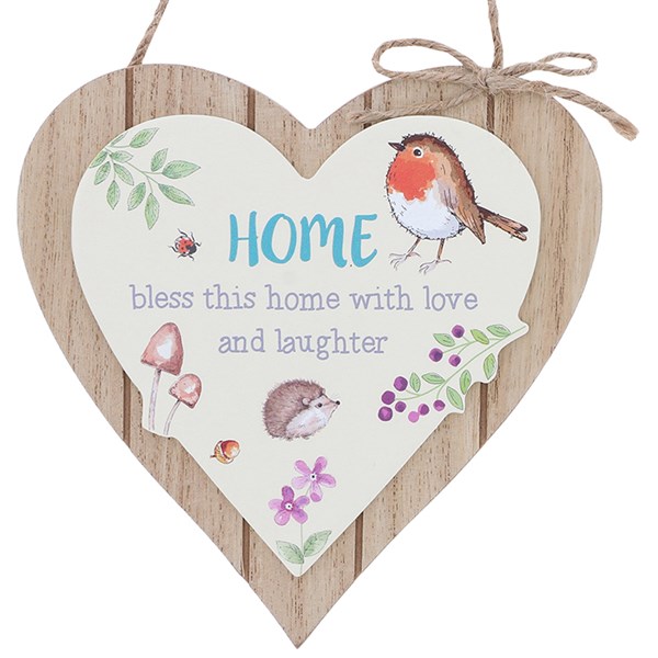 Woodland Robin Hanging Heart Home