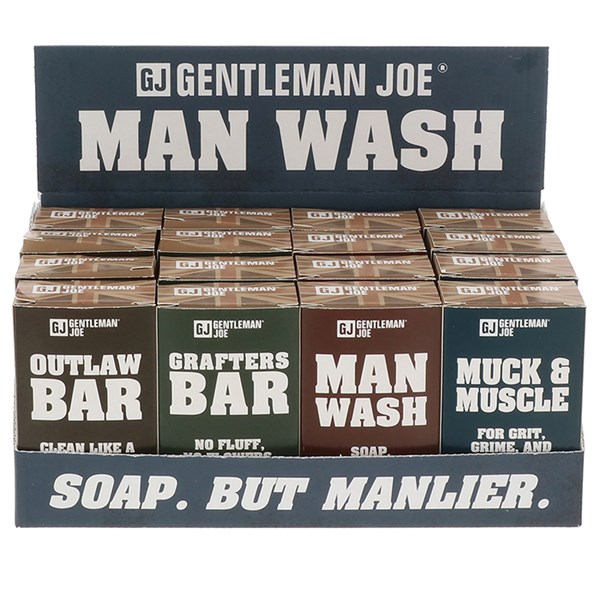 Gentleman Joe Man Wash Classic CDU 24 Soap Bars, 4 Fragrances