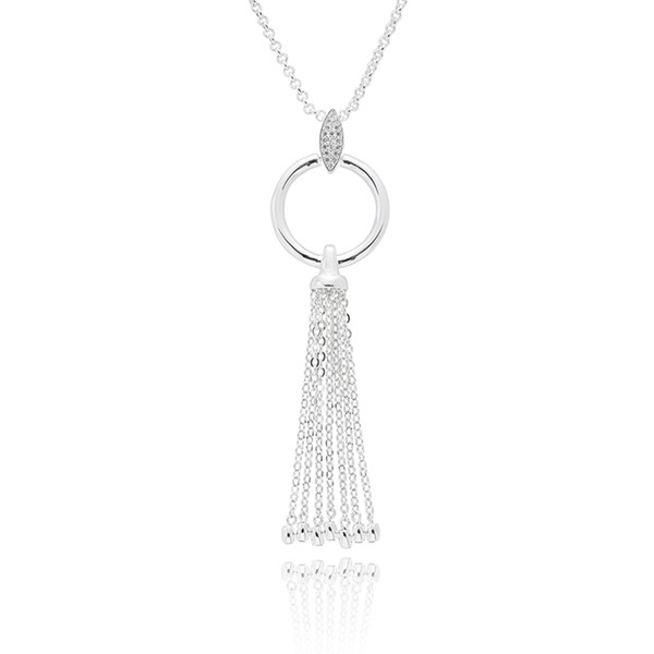 Elegant Silver Plated Circle Tassel Necklace