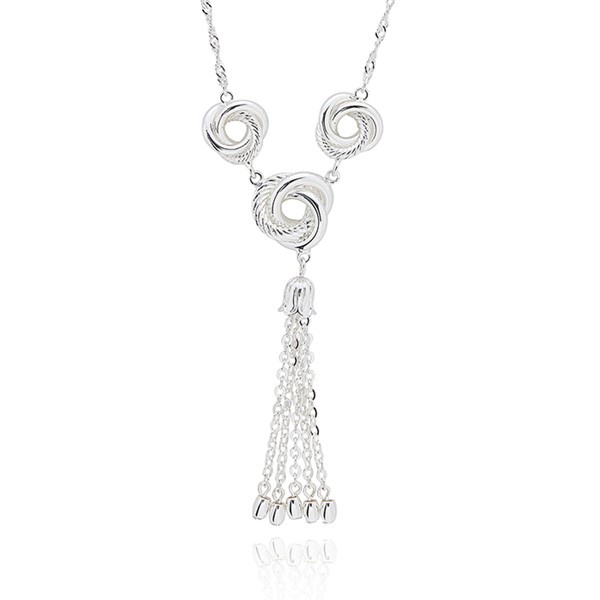 Triple Knot Tassel Silver Plated Necklace