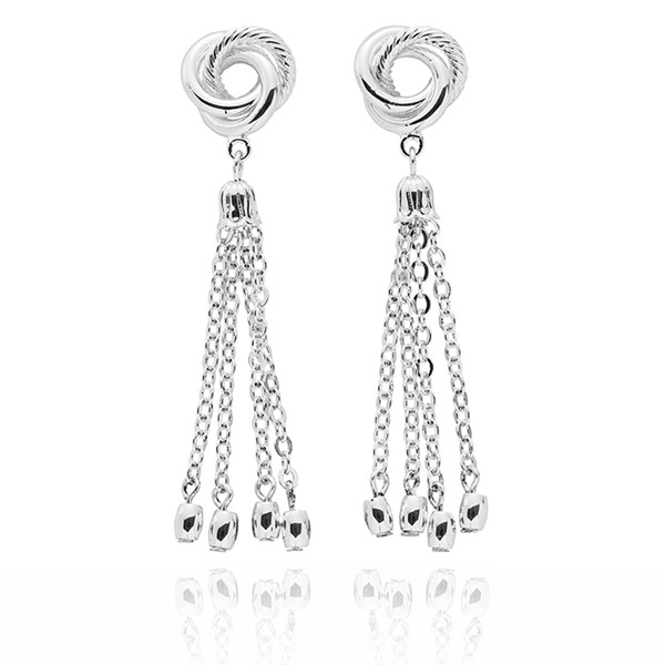 Knot Tassel Silver Plated Earrings