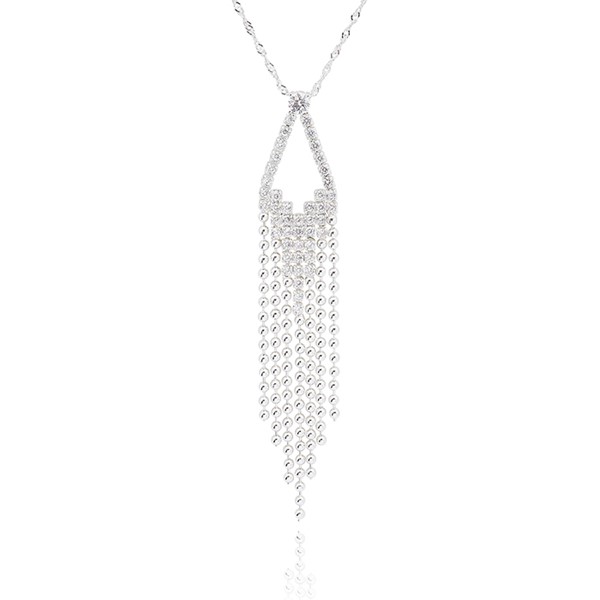 Glitz & Glam Silver Plated Tassel Necklace