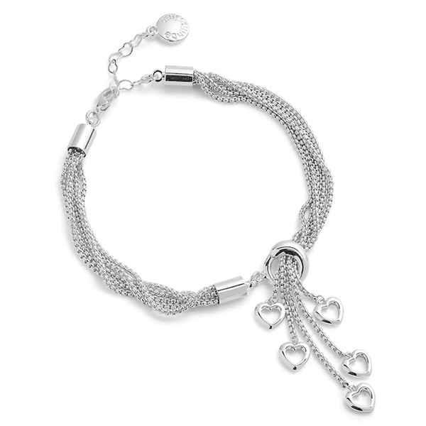 Multi Hearts Silver Plated Tassel Bracelet