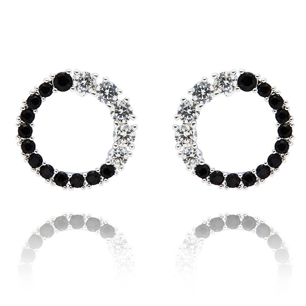 Monochrome Silver Plated Two Halves Earrings