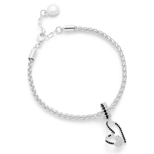 Monochrome Irregular Hearts Silver Plated Bracelet