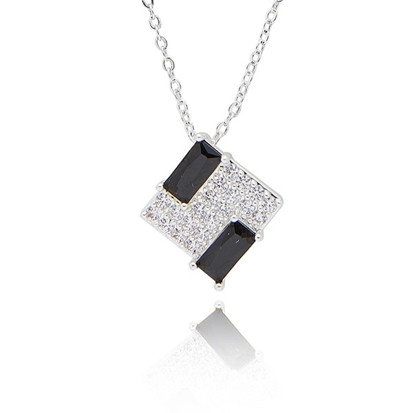 Monochrome Contemporary Square Silver Plated Necklace