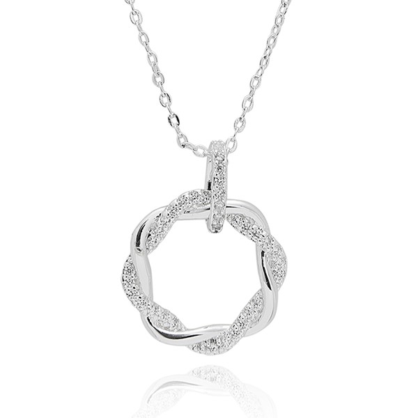 Twisted Bliss Silver Plated Circle Necklace