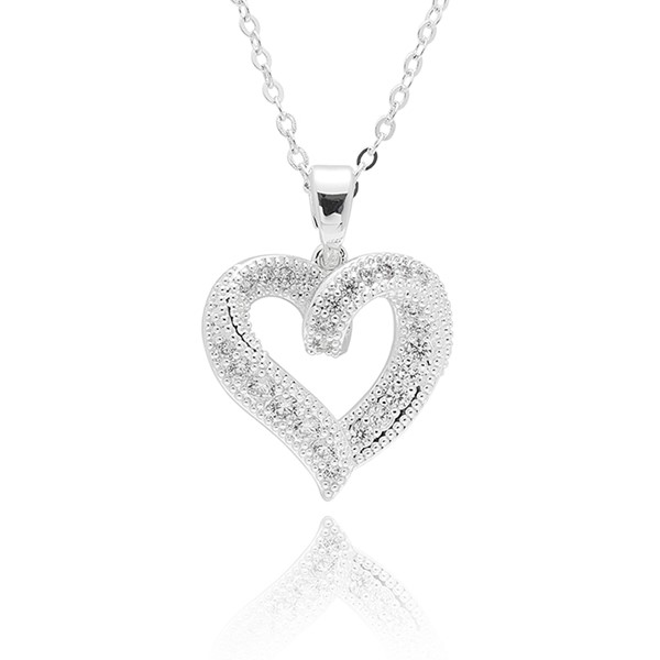 Twisted Bliss Silver Plated Glam Heart Necklace