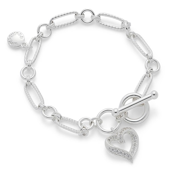 Twisted Bliss Silver Plated Glam Heart Bracelet