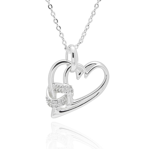 Twisted Bliss Silver Plated Entwinded Hearts Necklace