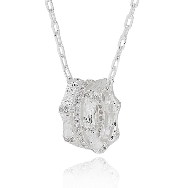 Bamboo Sparkle Ring Silver Plated Necklace