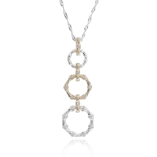 Bamboo Sparkle Two Tone Circles Necklace